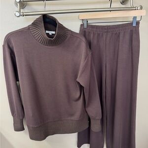 Z Supply Chocolate Set - Tunic Sweatshirt & Wide-Leg Pants - XS